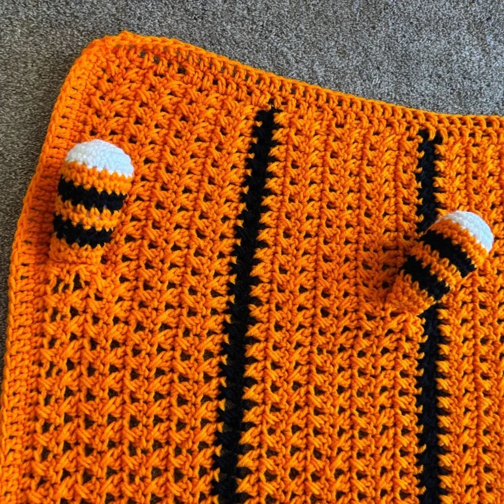 Handmade Crocheted Tiger Baby Blanket Kids Afghan Throw Orange Costume Plush